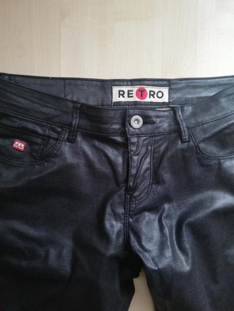 Lesklé rifle tenšie retro jeans (27 a 28), 28