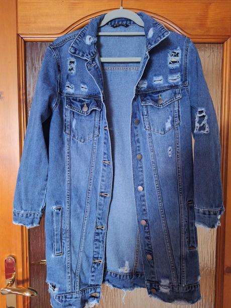 Predĺžená riflová bunda, s