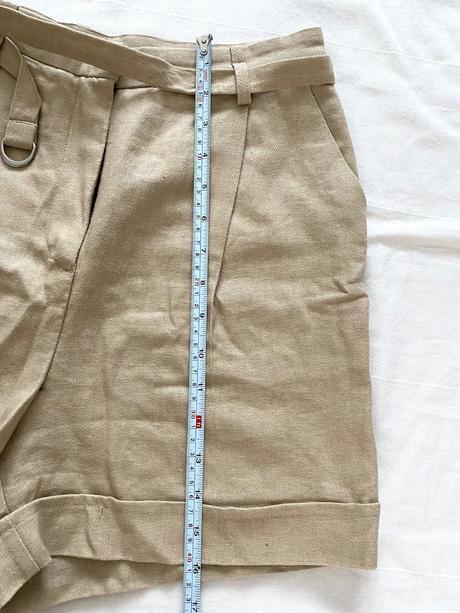 Béžové ľanové šortky so zvýšeným pásom a opaskom, lindex,m