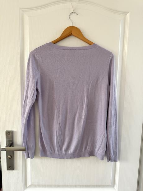 Fialový sveter zo zmesi hodvábu, bavlny a kašmíru, l