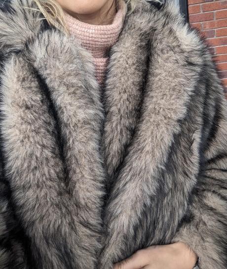 Kožuch bunda z umelej kožušiny, s