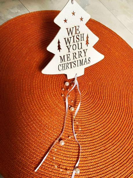 Vianočná drevená trblietavá ozdoba, 