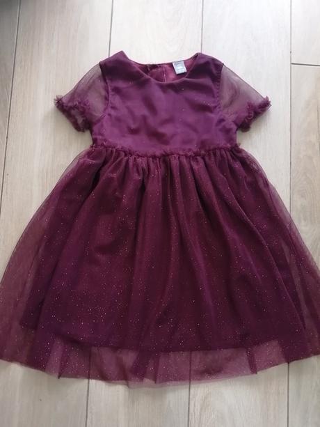 Bordové šaty, suknička s trblietkami, 122