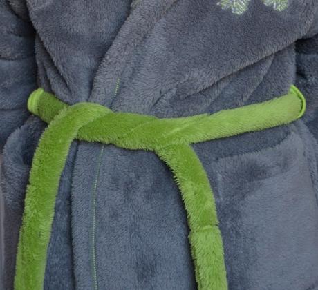 Župan s kapucňou sivý so zeleným lemom melm, 110 / 122