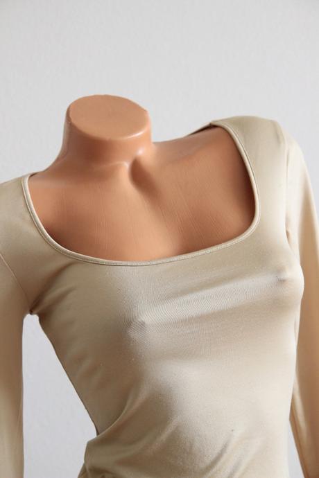 Béžové elastické body tričko, xs/s, xs