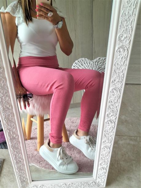 Rebrované legíny s vysokým pásom-s/m, s