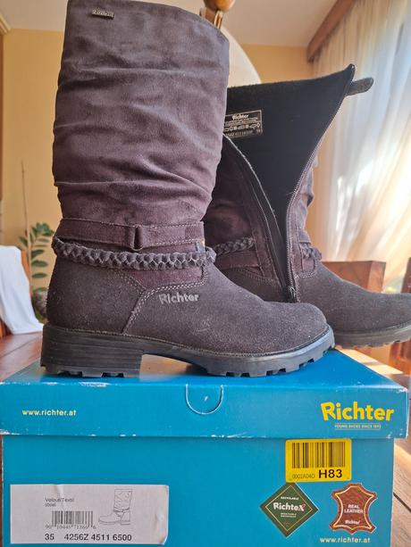 Dievčenské kožené čižmy richter, richter,35