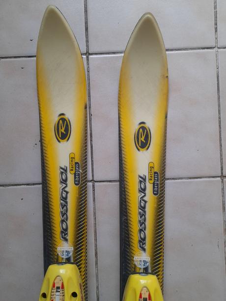 Žlté lyže rossignol comp j 100, rossignol,100-109 cm