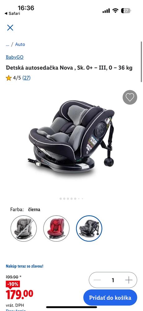 Autosedačka baby go nova do 36kg s isofixom čierna, baby design