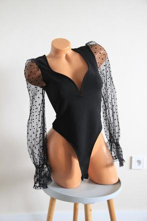 Čierny elegantný body top, xs, xs