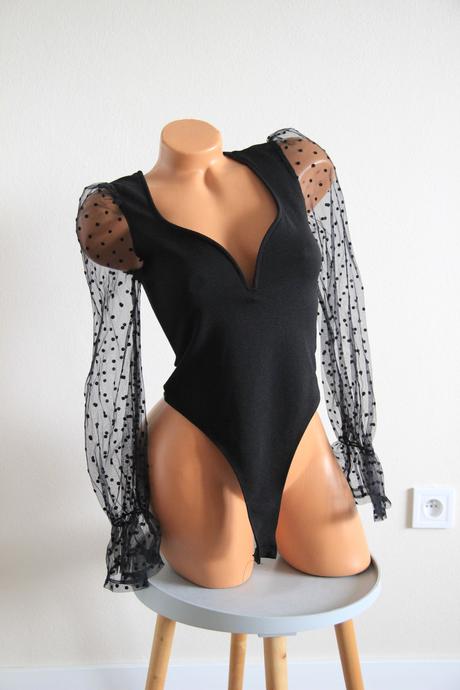 Čierny elegantný body top, xs, xs