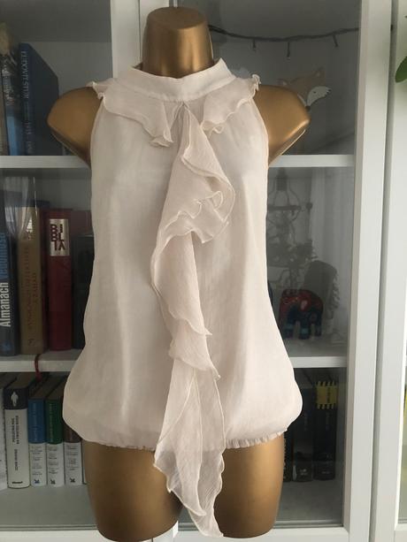 Krémový šifonovy top bez rukávov, 38