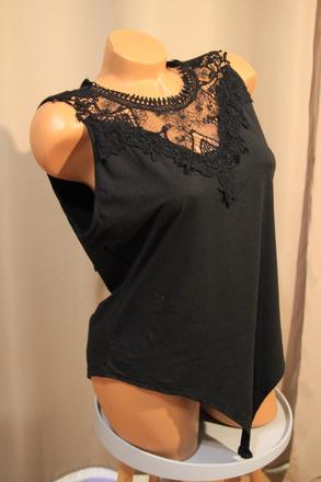 Čierny body top s čipkou, xl, xl