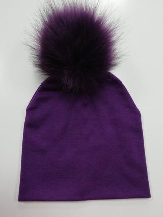 Fialová čiapka s brmbolcom 3-6rokov, 116
