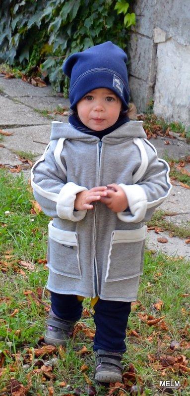 Detský zateplený kabátik melm svetlosivý, 104 / 110 / 116