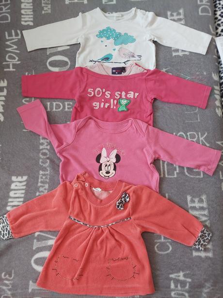 4 kusy tričiek s dlhým rukávom, h&m,74