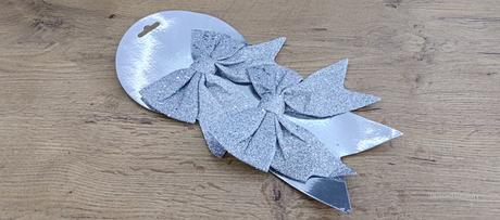 Vianočné mašle - strieborné - 140 mm - 2 kusy, 