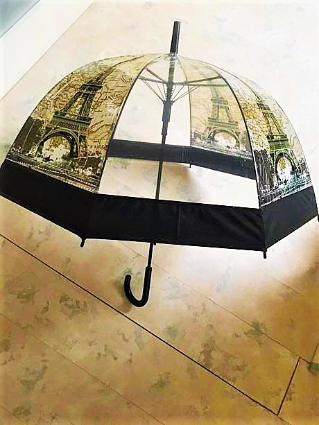 Priesvitný hlboký dáždnik eiffelovka, 