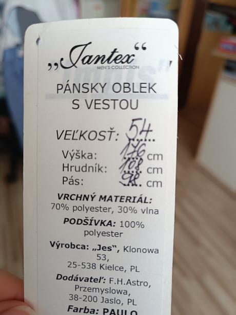 Pánsky oblek vel.54, 50