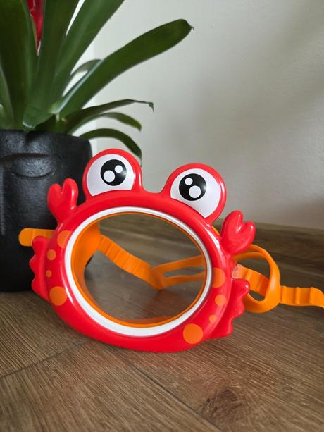 Potápačská maska, detské okuliare, oči a nos, krab,