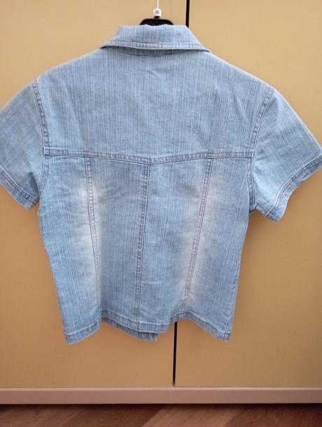 Riflová košeľa s krátkym rukávom, s