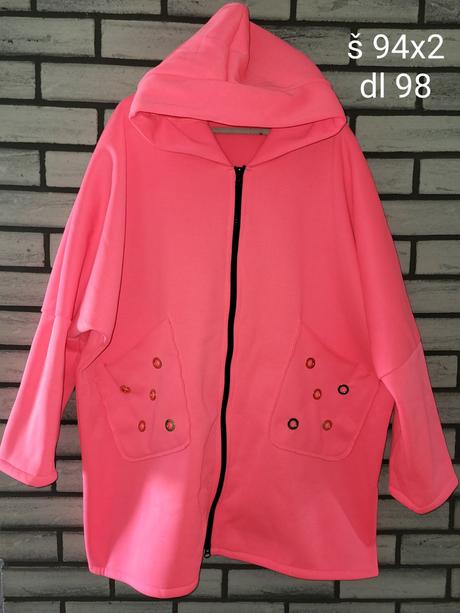 Krasny neon mikino/kabatik plus size, 50 / 52 / 54