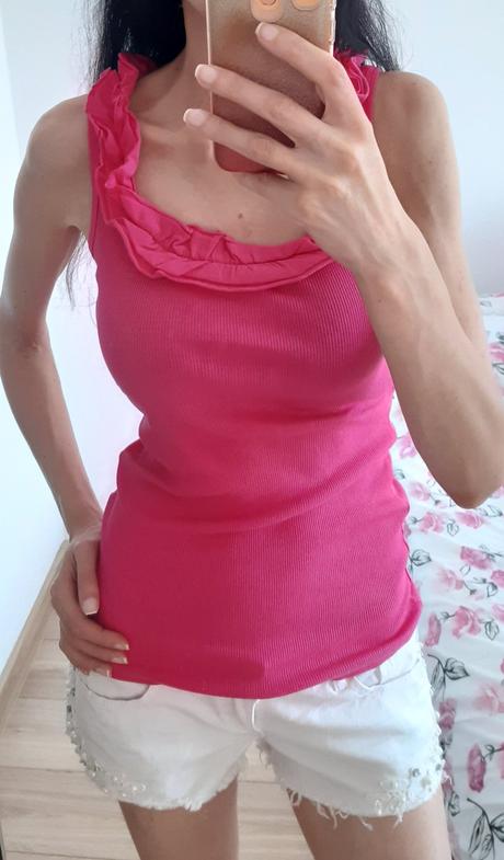 Ruzovy top s volanikom, terranova,s