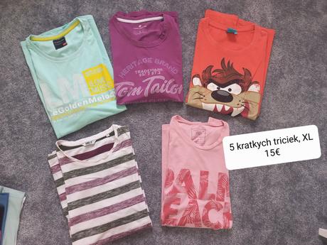 5 kratkych triciek, l/xl, tom tailor,xl