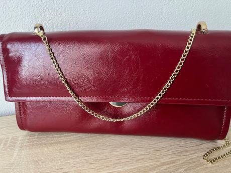 Červená kožená krásna kabelka, jenny fairy