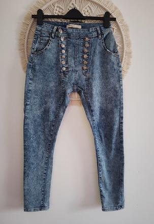 Elastické džínsy s vysokým pásom, m