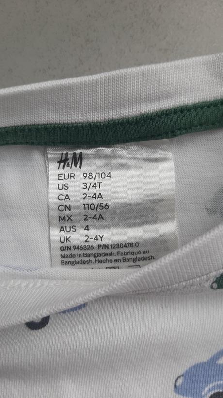 Pyžamko autíčka, h&m,98
