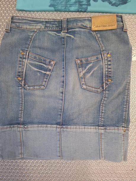 Riflová sukňa calvin klein, calvin klein,m