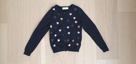 Čierny h&m svetrík s glitrovými srdiečkami, h&m,110