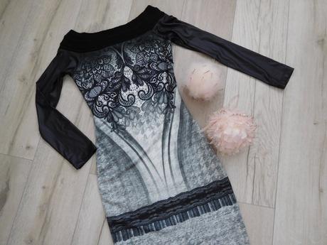 Šaty čierno šedé-s/m,, m