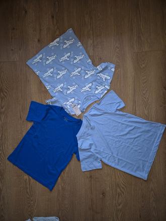 3 x bavlnené tričko, lupilu,116 / 122 / 128