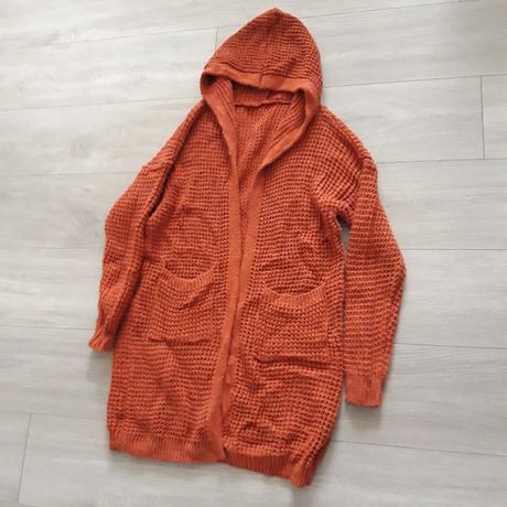 Škoricovo-oranžový kardigan s kapucňou, m