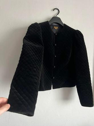 Vintage zamatovy krasny kabat sako kabatik v hist, m