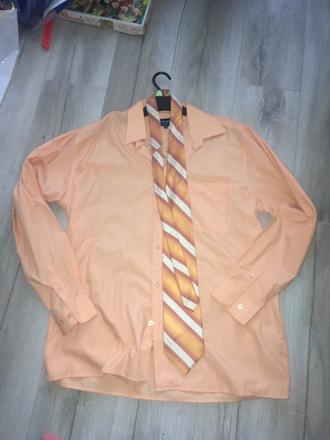 Oranžová košeľa + kravata, l