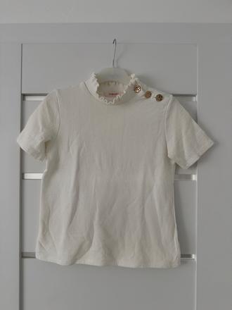 Biely top so stojacikom a gombickami, camaieu,s