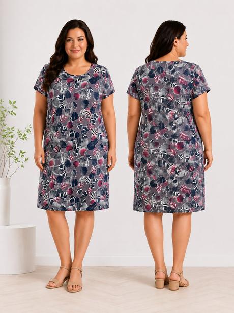 Dámske šaty s listovým vzorom pre moletky, 4xl - xxxl