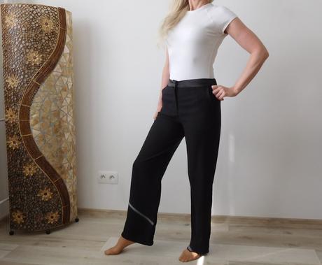 Elegantné nohavice so saténovým pásom, 36v,, 36