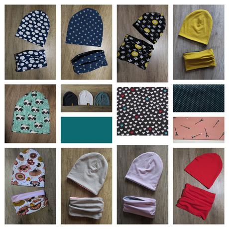 Zimny set - ciapocka plus nakrcnik, rozne vzory, 56 - 146