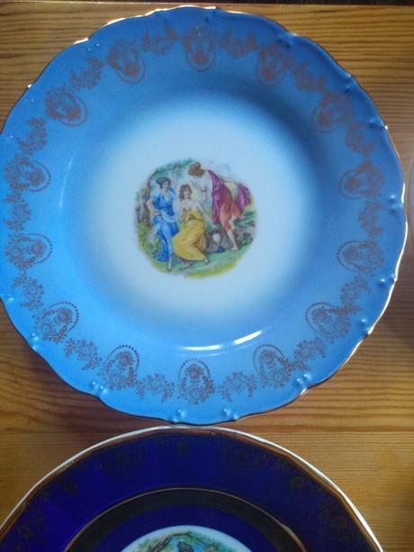 Retro porcelanové taniere  tri gracie 5ks, 