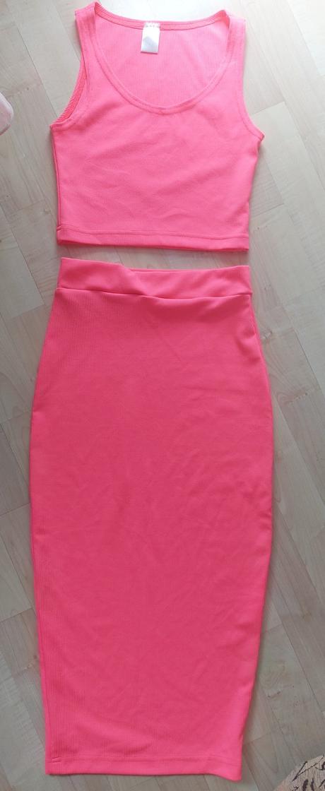 Neónový set sukňa top, xs