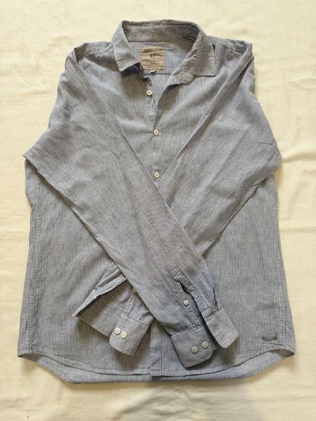 Ľanová košeľa garcia jeans s malými pruhmi, l