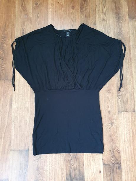 Cierny top tricko - padave rukavy, h&m,s
