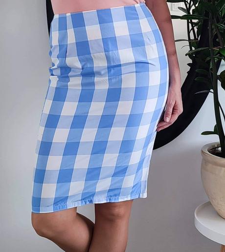 Karovaná puzdrová sukňa, l / m