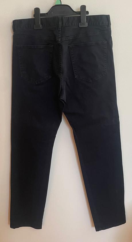 Tmavomodre slim fit nohavice h&m, h&m