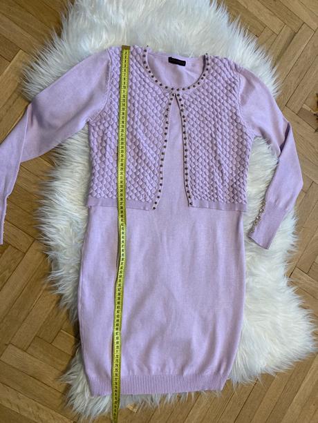 Ružové pletené šaty / dievčenský set, 146