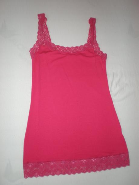 Ružové tielko s čipkou, tezenis,xs